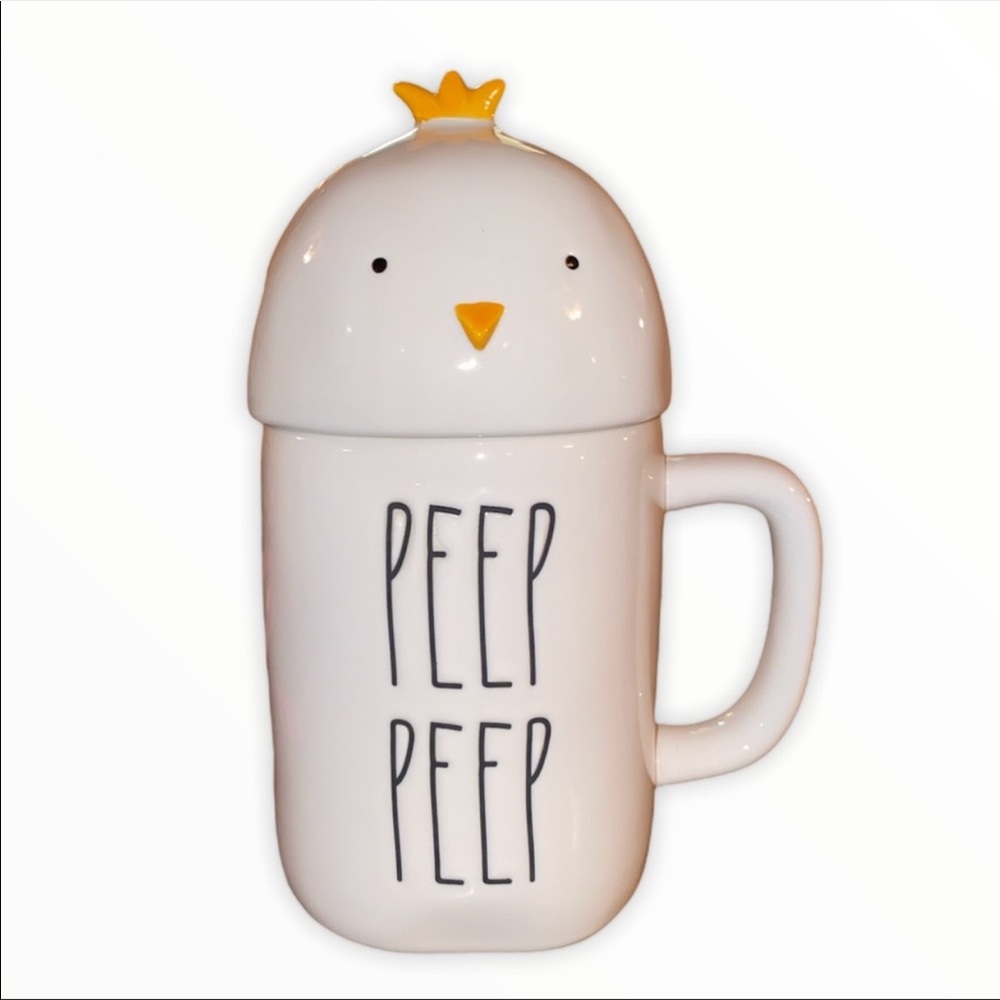 Rae Dunn PEEP PEEP chick 🐣 mug with topper Easter